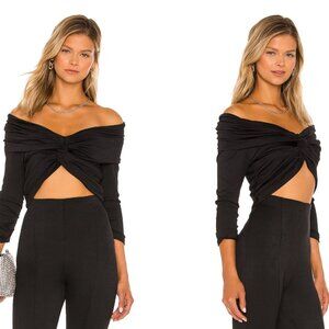 Amanda Uprichard 🖤 Voila Twist Front Crop Top Black Size M